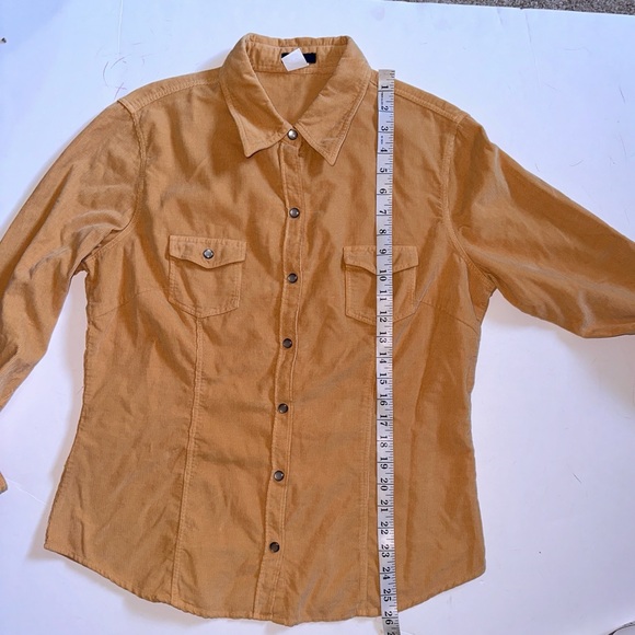 J.Crew Corduroy fitted western style Top snap closure long sleeve tan color SZ:L - Picture 11 of 13